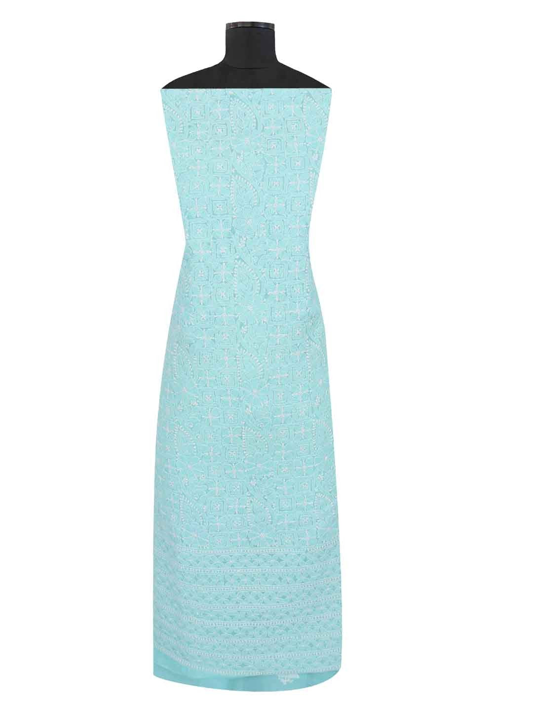 Ada Hand Embroidered Sea Green Cotton Lucknowi Chikankari Unstitched Suit Piece 01A184320