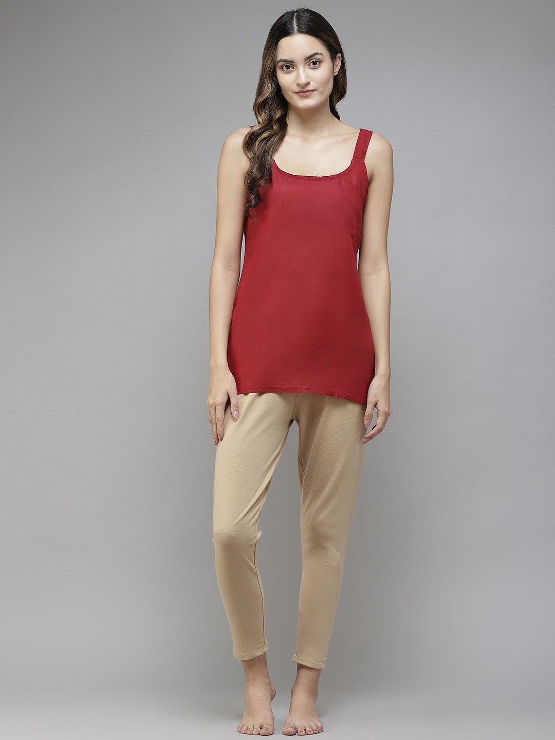 Ada White & Maroon Cotton Short Slips Combo of 2 A111165.