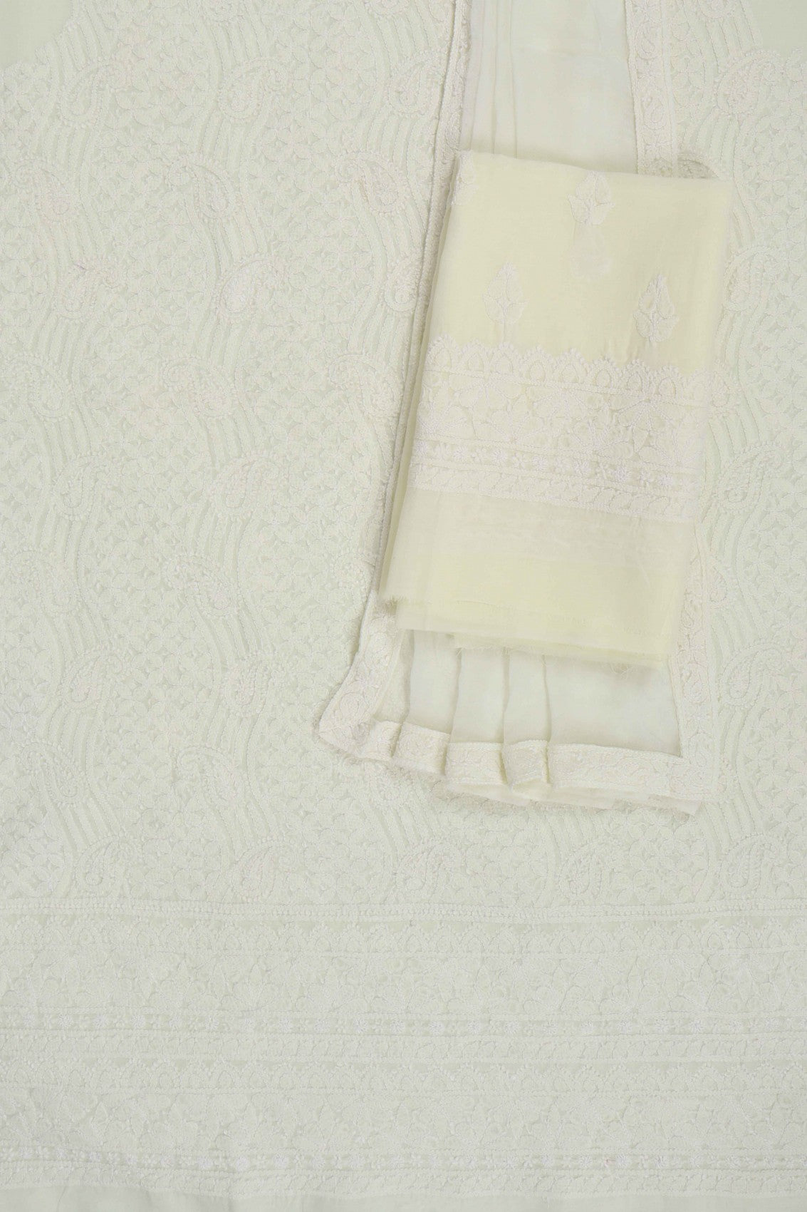 Ada Hand Embroidered Lemon Cotton Lucknowi Chikankari Unstitched Suit Piece 01A170181