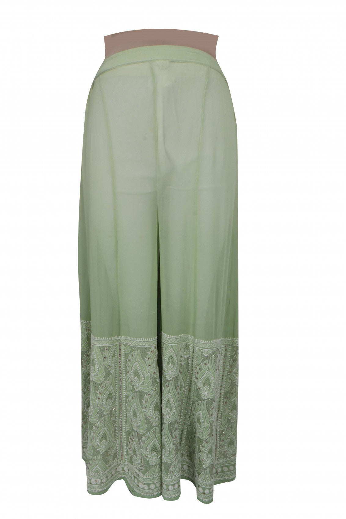 Ada Hand Embroidered Tea Green Pure Georgette Lucknowi Chikankari Semi-Stitched Suit Set With Muqaish Work A77998
