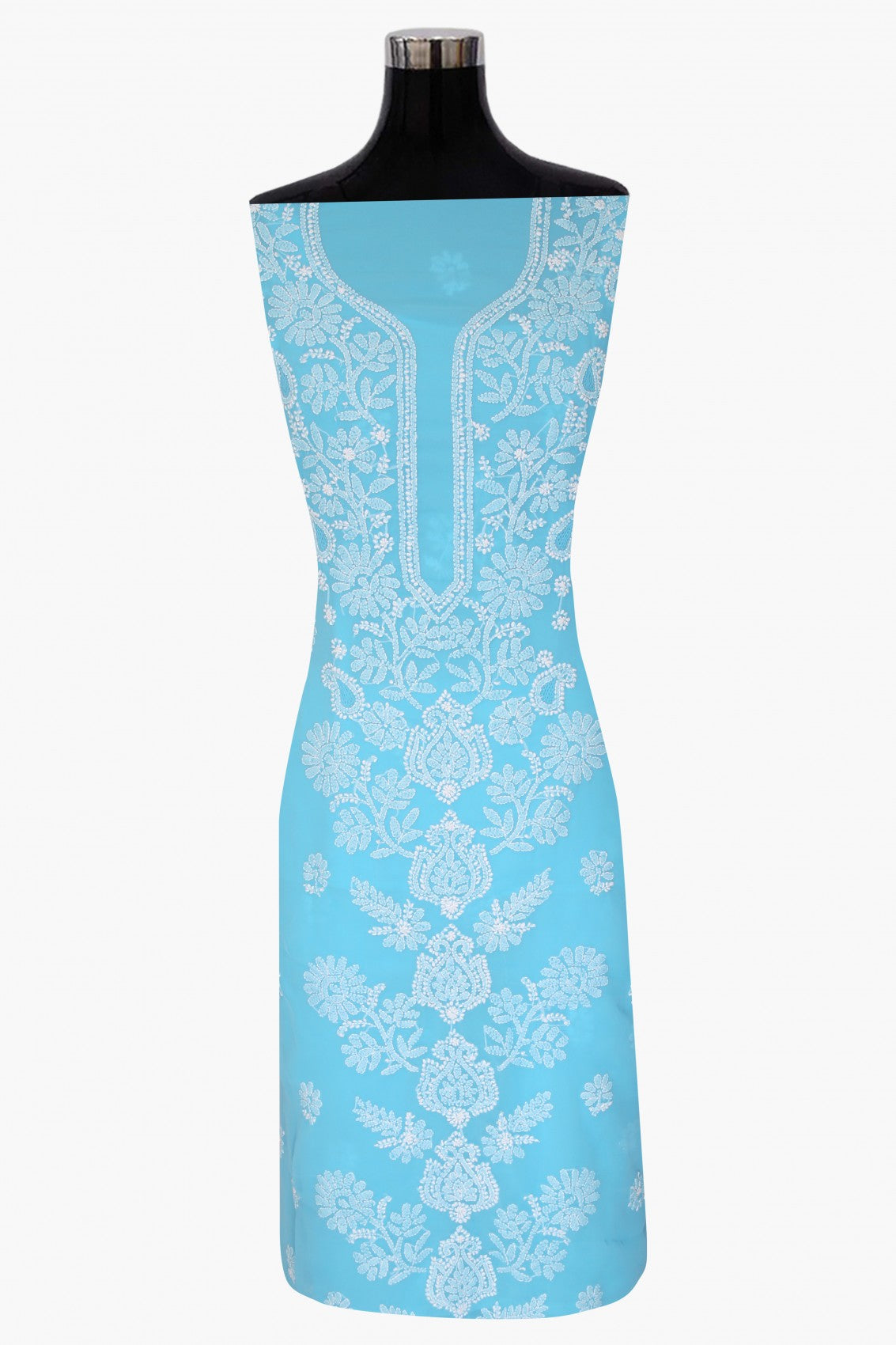 Ada Hand Embroidered Blue Georgette Lucknowi Chikankari Unstitched Suit Piece A211251