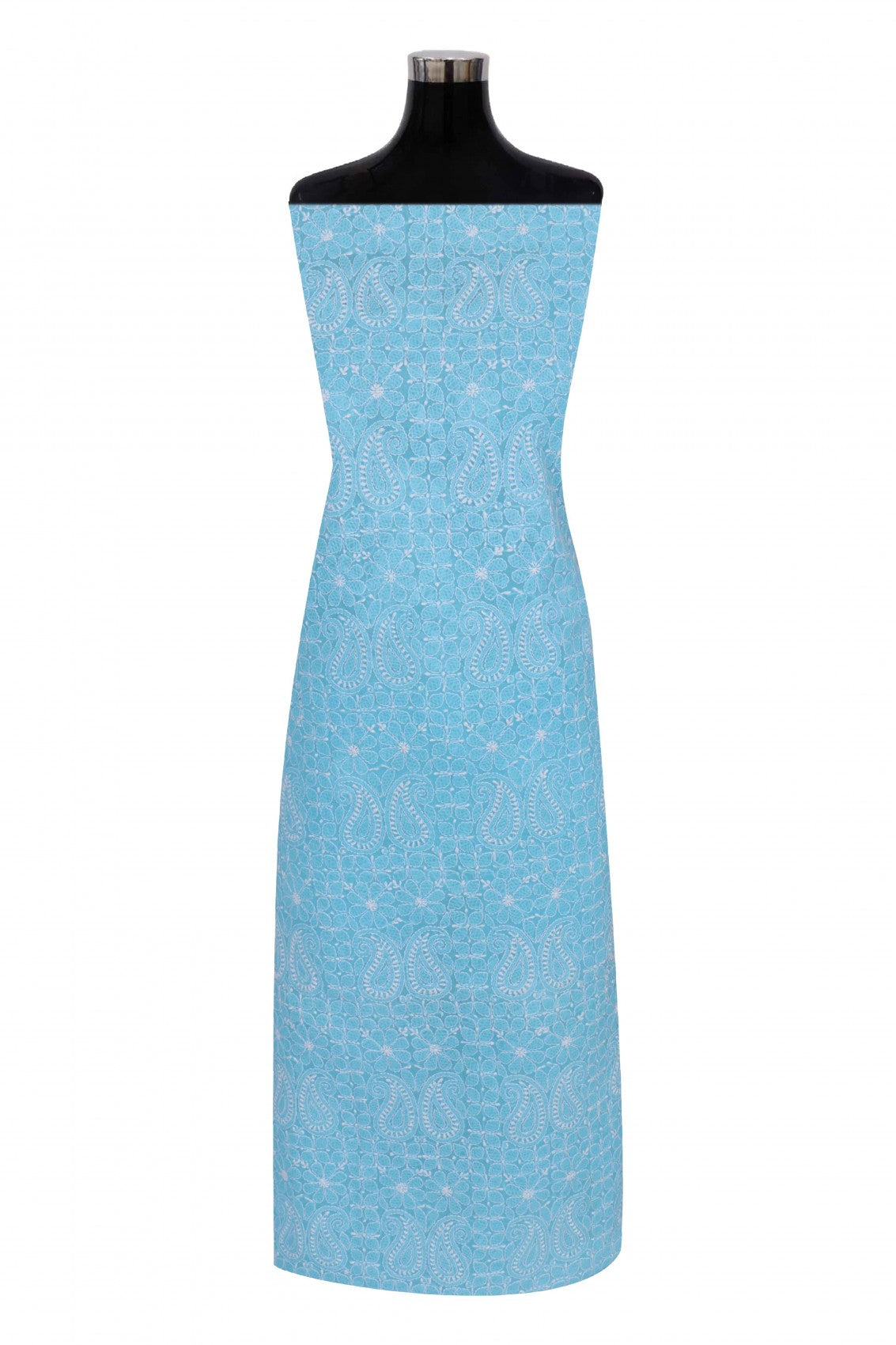Ada Hand Embroidered Sky Blue Cotton Lucknowi Chikan Unstitched Suit Piece A495590