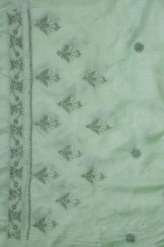 Ada Hand Embroidered Sea Green Silk Lucknowi Chikankari Saree With Blouse-A608646