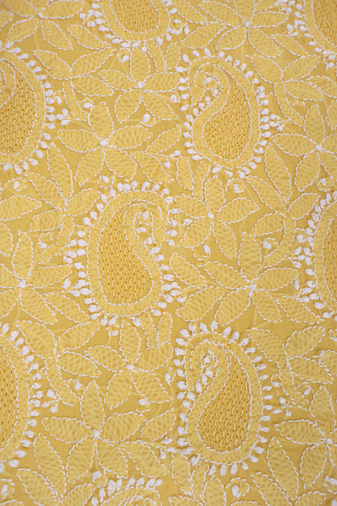 Ada Hand Embroidered Yellow Cotton Lucknowi Chikankari Unstitched Suit Piece 01A271089