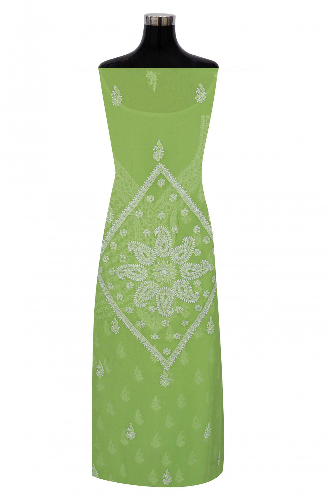 Ada Hand Embroidered Parrot Green Georgette Lucknowi Chikankari Unstitched Suit Piece A615327