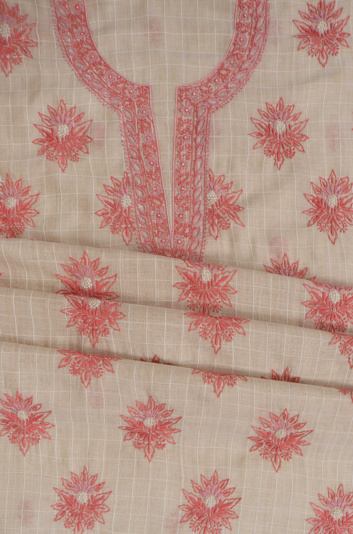 Ada Hand Embroidered Fawn Chanderi Lucknowi Chikankari Unstitched Suit Piece 01A86275