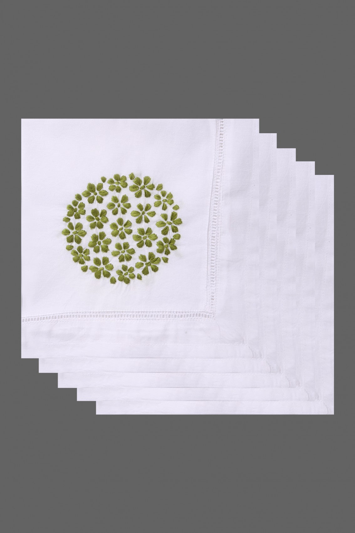 Ada Hand Embroidered White Cotton Lucknowi Chikankari Napkin Set 01A141903