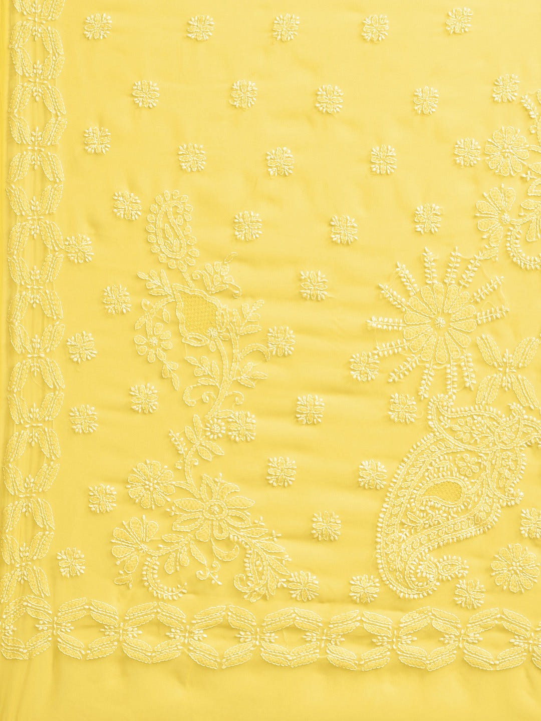 Ada Hand Embroidered Yellow Georgette Lucknowi Chikankari Saree with Blouse A129556