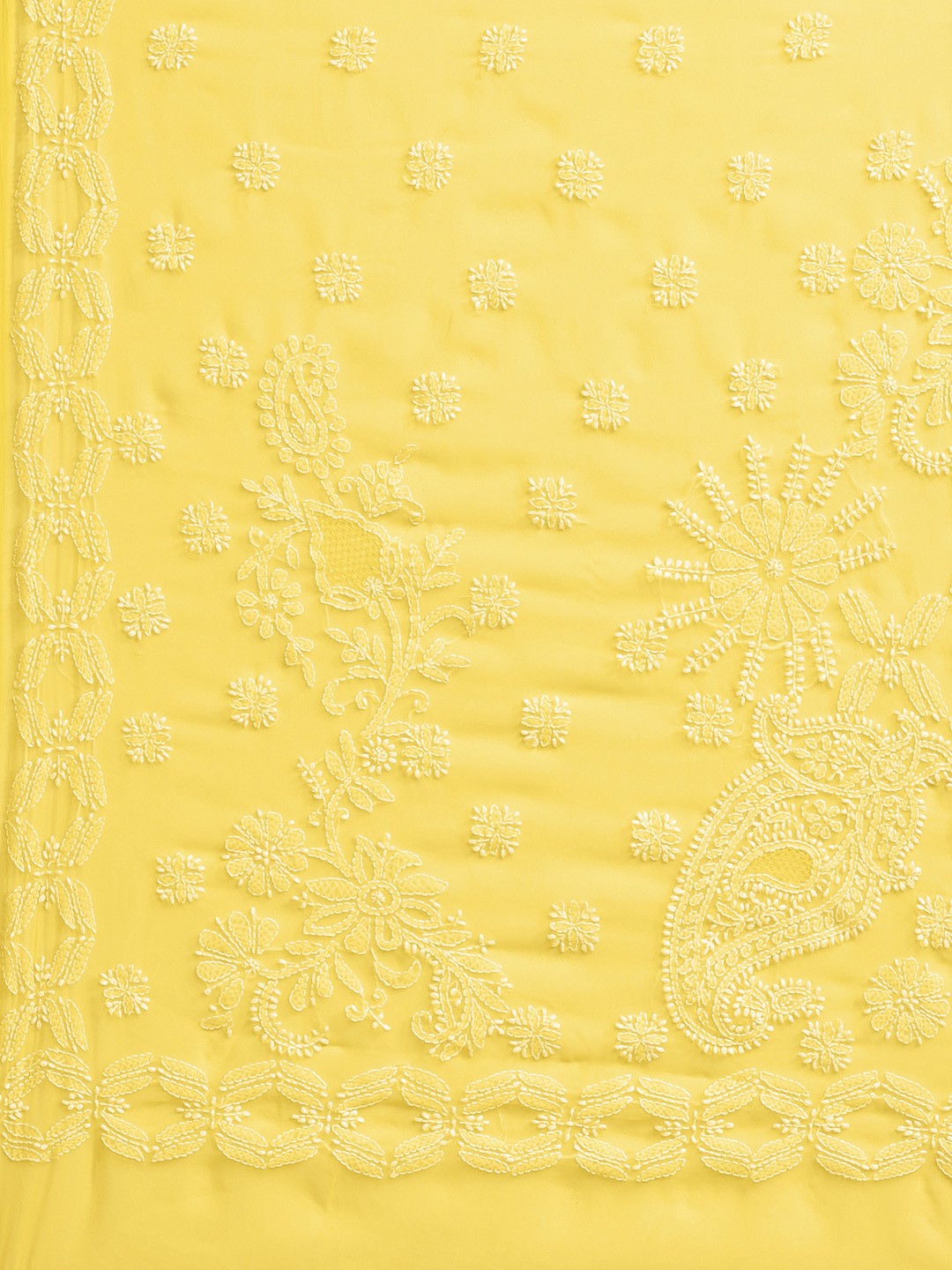 Ada Hand Embroidered Yellow Georgette Lucknowi Chikankari Saree with Blouse A129556
