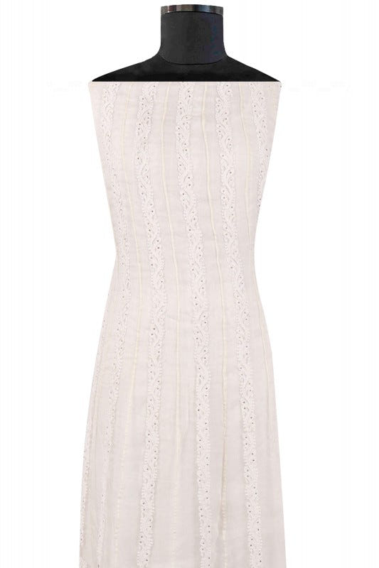 Ada Hand Embroidered White Organza Lucknowi Chikankari Semi-Stitched Anarkali Kurta Dupatta Set With Muqaish Work 01A63789