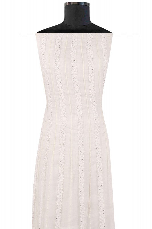 Ada Hand Embroidered White Organza Lucknowi Chikankari Semi-Stitched Anarkali Kurta Dupatta Set With Muqaish Work 01A63789