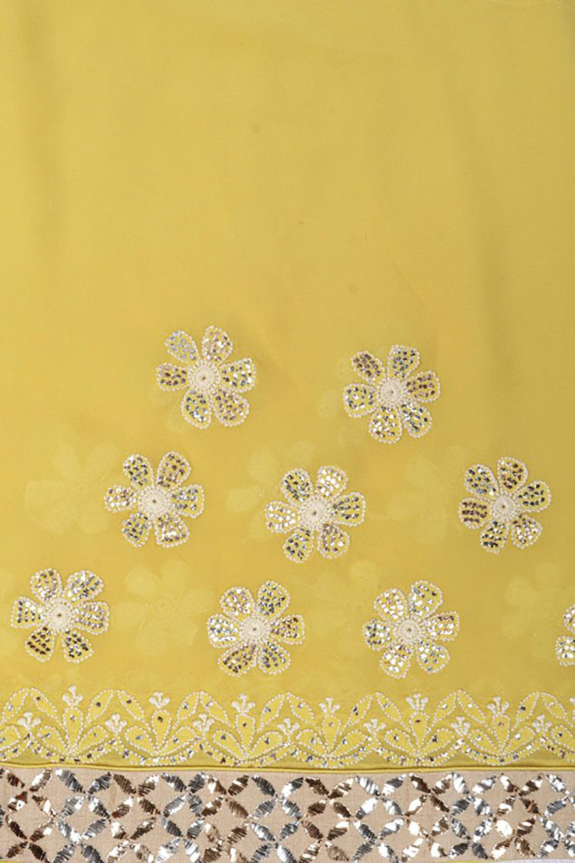 Ada Hand Embroidered Yellow Pure Georgette Lucknowi Chikankari Saree/Blouse With Muqaish Work 01A112478