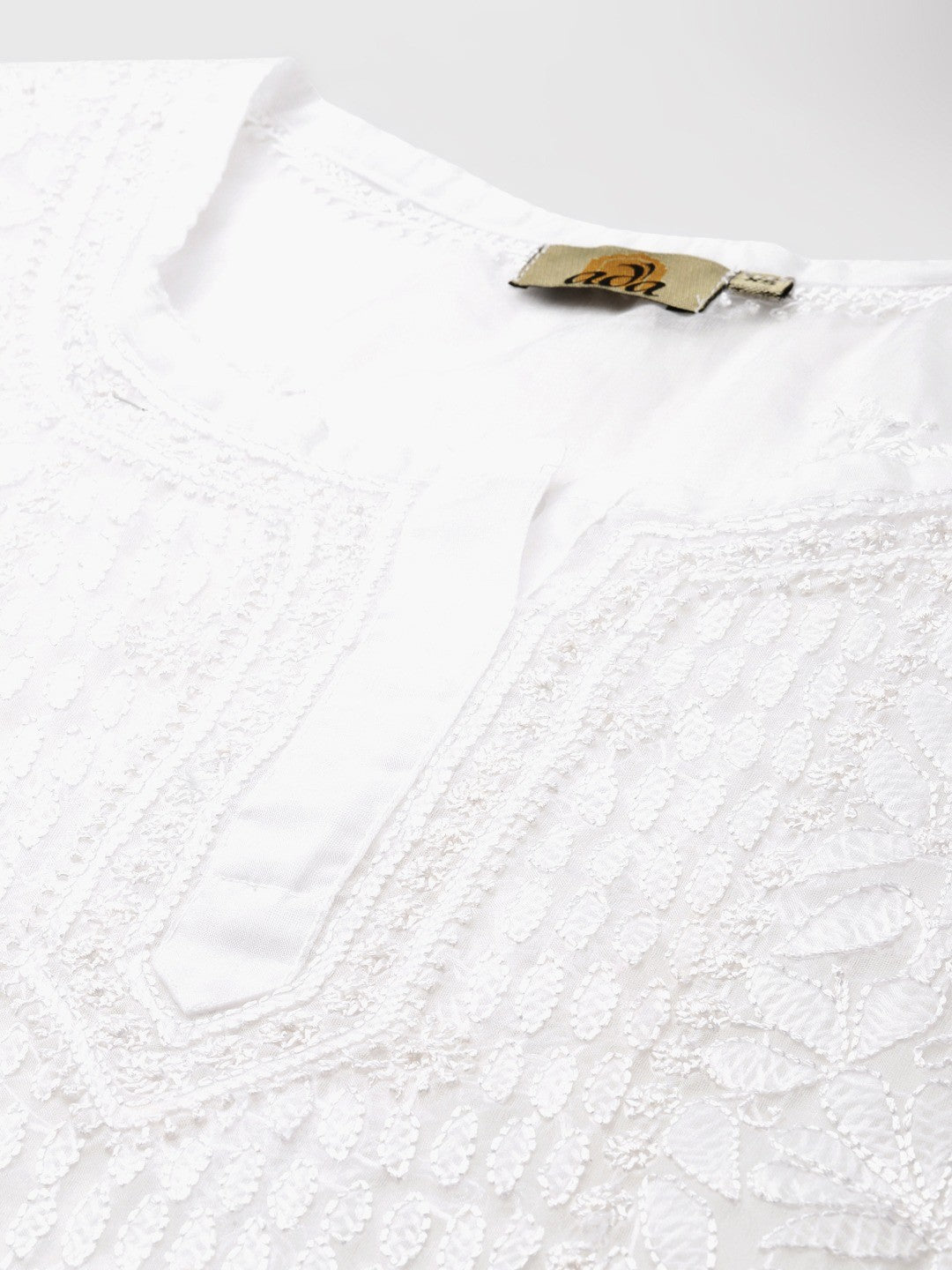 Ada Hand Embroidered White Organza Lucknowi Chikankari Kurti With Slip A911167