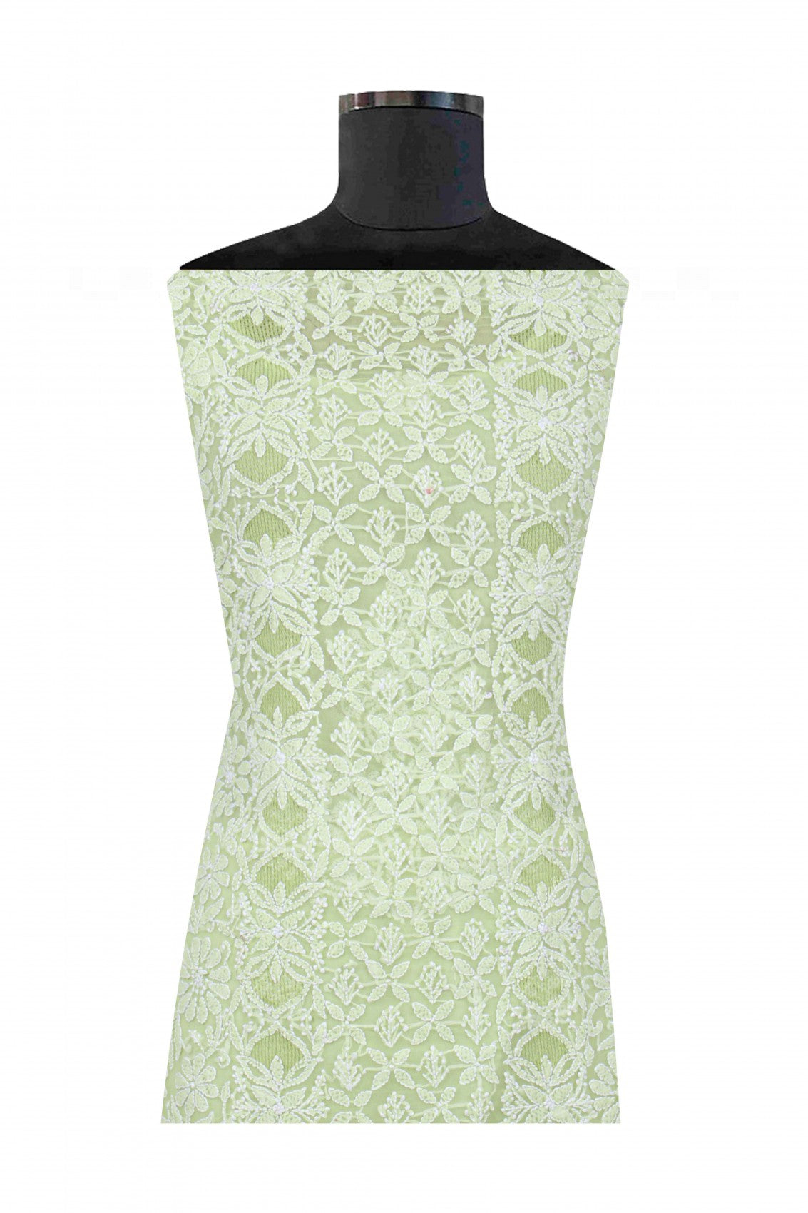 Ada Hand Embroidered Parrot Green Georgette Lucknowi Chikankari Unstitched Suit Piece 01A151166