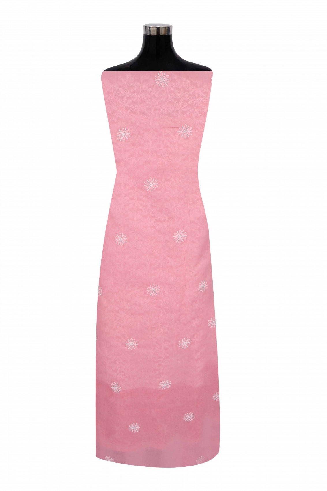 Ada Hand Embroidered Salmon Peach Cotton Lucknowi Chikankari Unstitched Suit Piece 01A189030