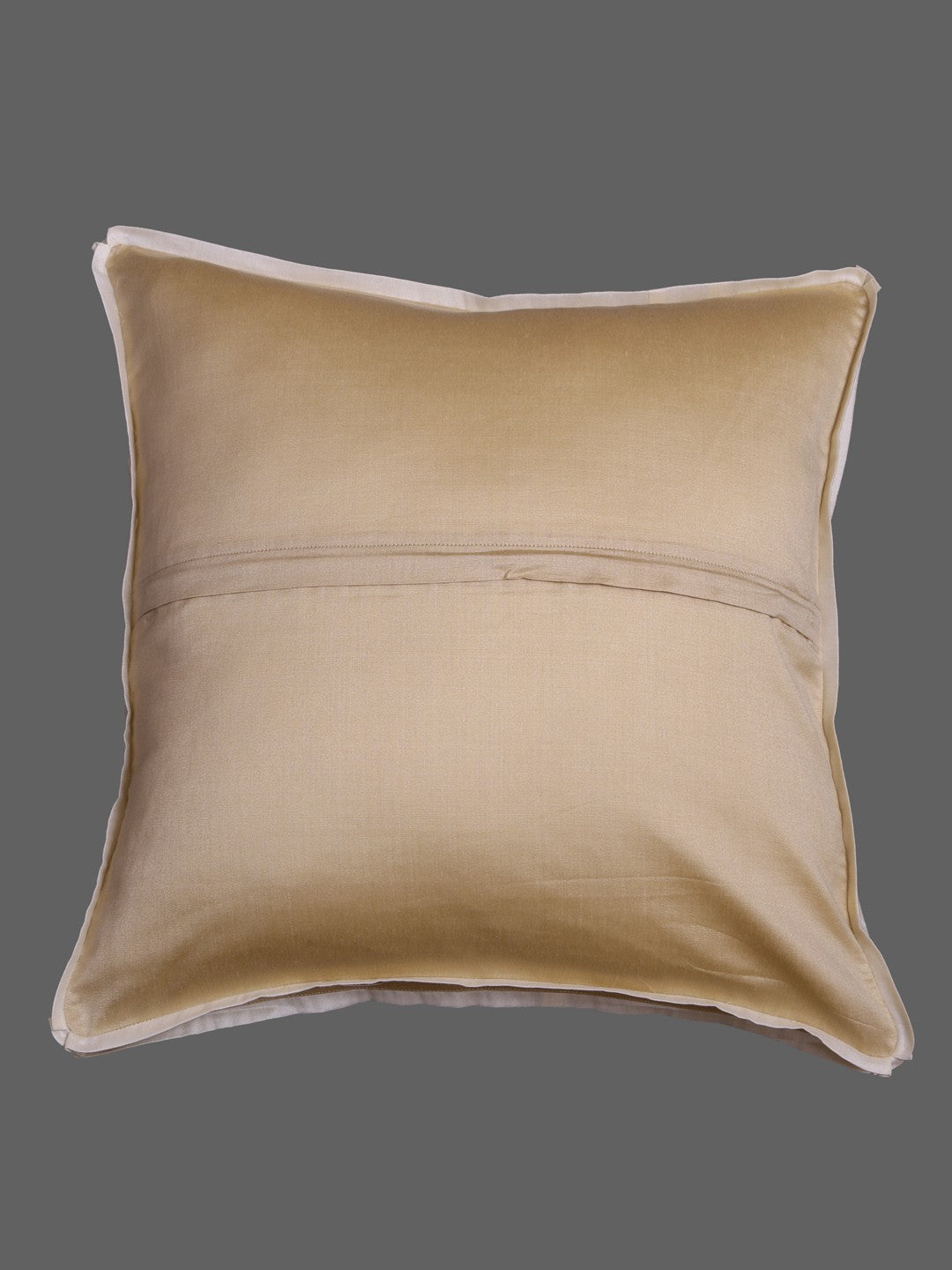 Ada Hand Embroidered Fawn Silk Lucknow Chikankari Cushion Cover A011107