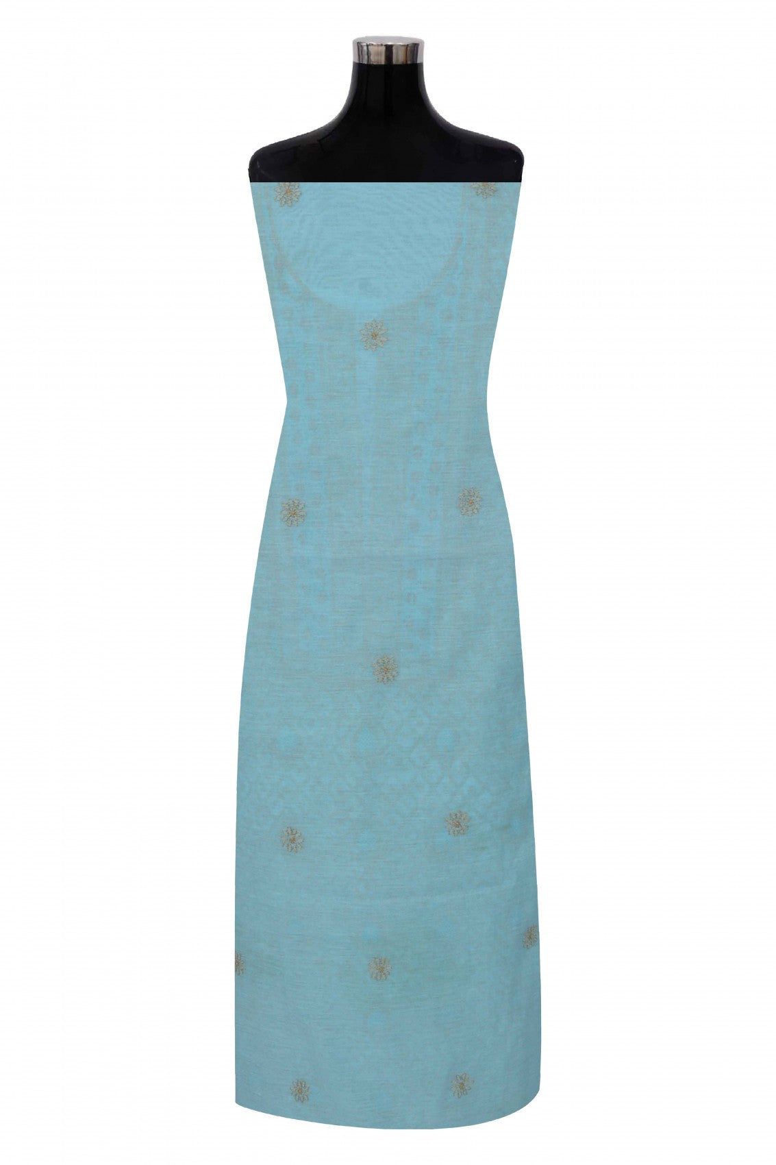 Ada Hand Embroidered Powder Blue Chanderi Lucknowi Chikan Unstitched Suit Piece A609234