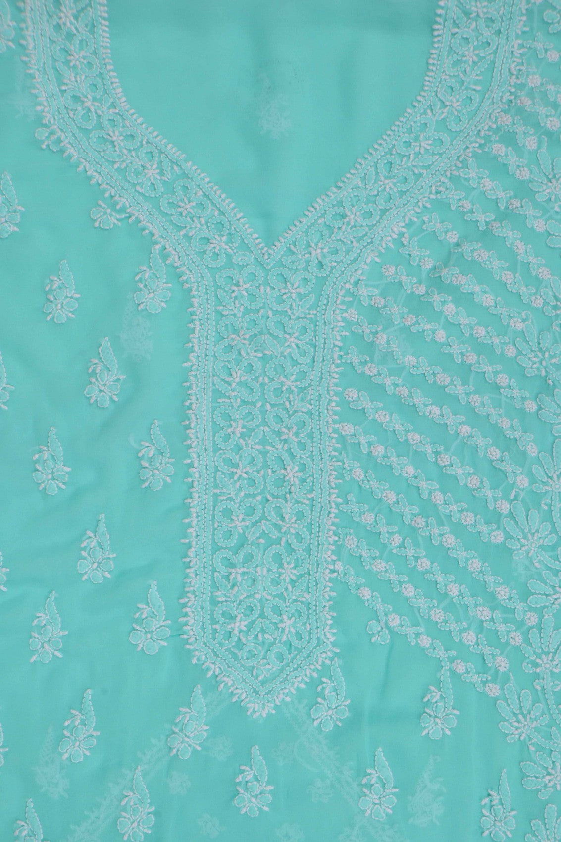 Ada Hand Embroidered Sea Green Georgette Lucknowi Chikankari Unstitched Suit Piece A615333