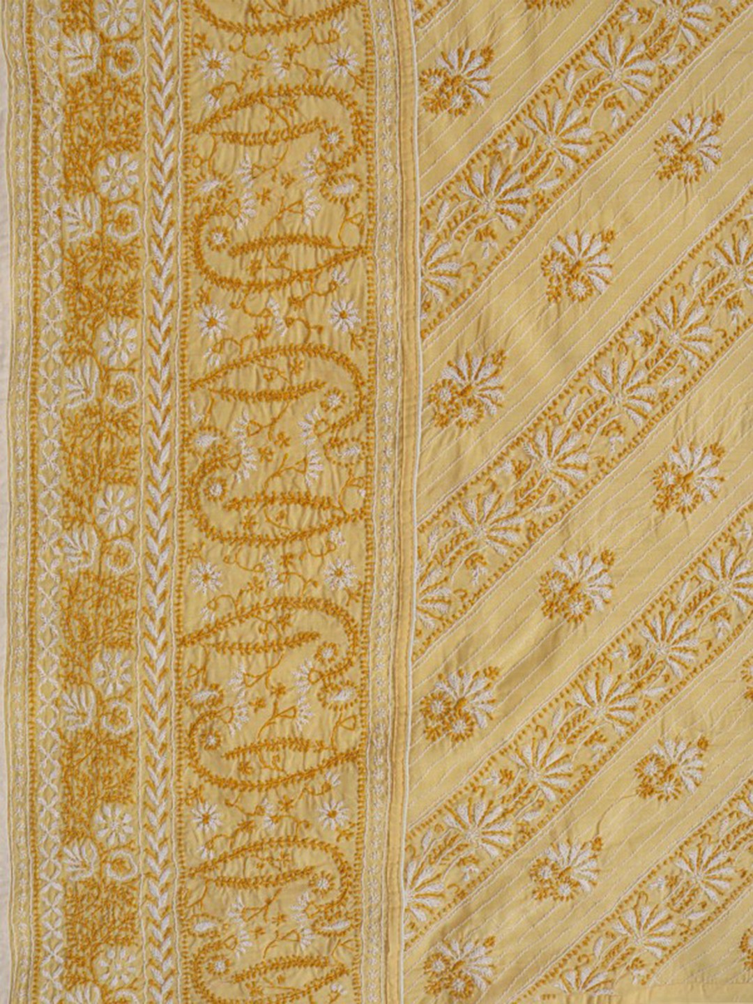 Ada Hand Embroidered Fawn Cotton Lucknowi Chikankari Unstitched Suit Piece A622461