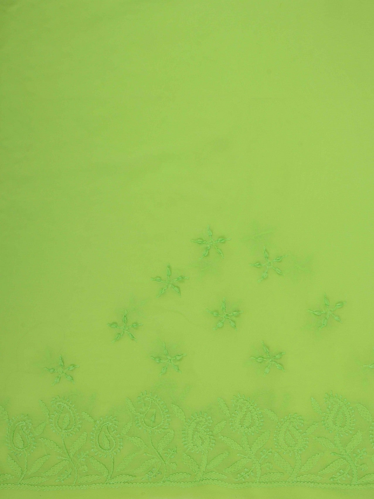 Ada Hand Embroidered Chartreuse Green Georgette Lucknowi Chikankari Saree with Blouse 01A131009