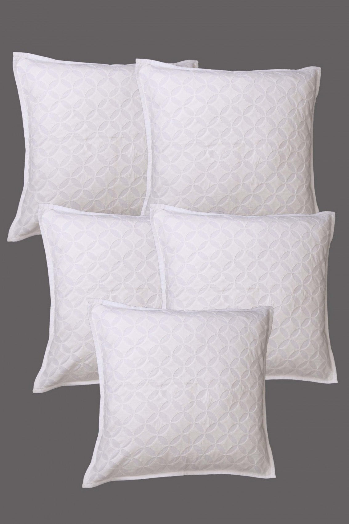 Ada Hand Embroidered White Cotton Lucknowi Chikankari Cushion Cover Set Of 5 A582972