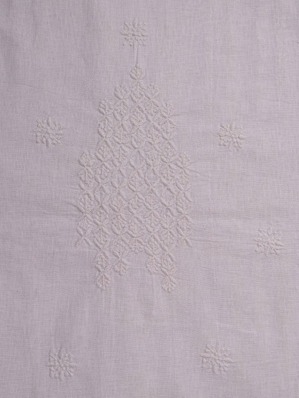 Ada Hand Embroidered White Linen Lucknowi Chikankari Unstitched Men's Kurta Piece 01A98591
