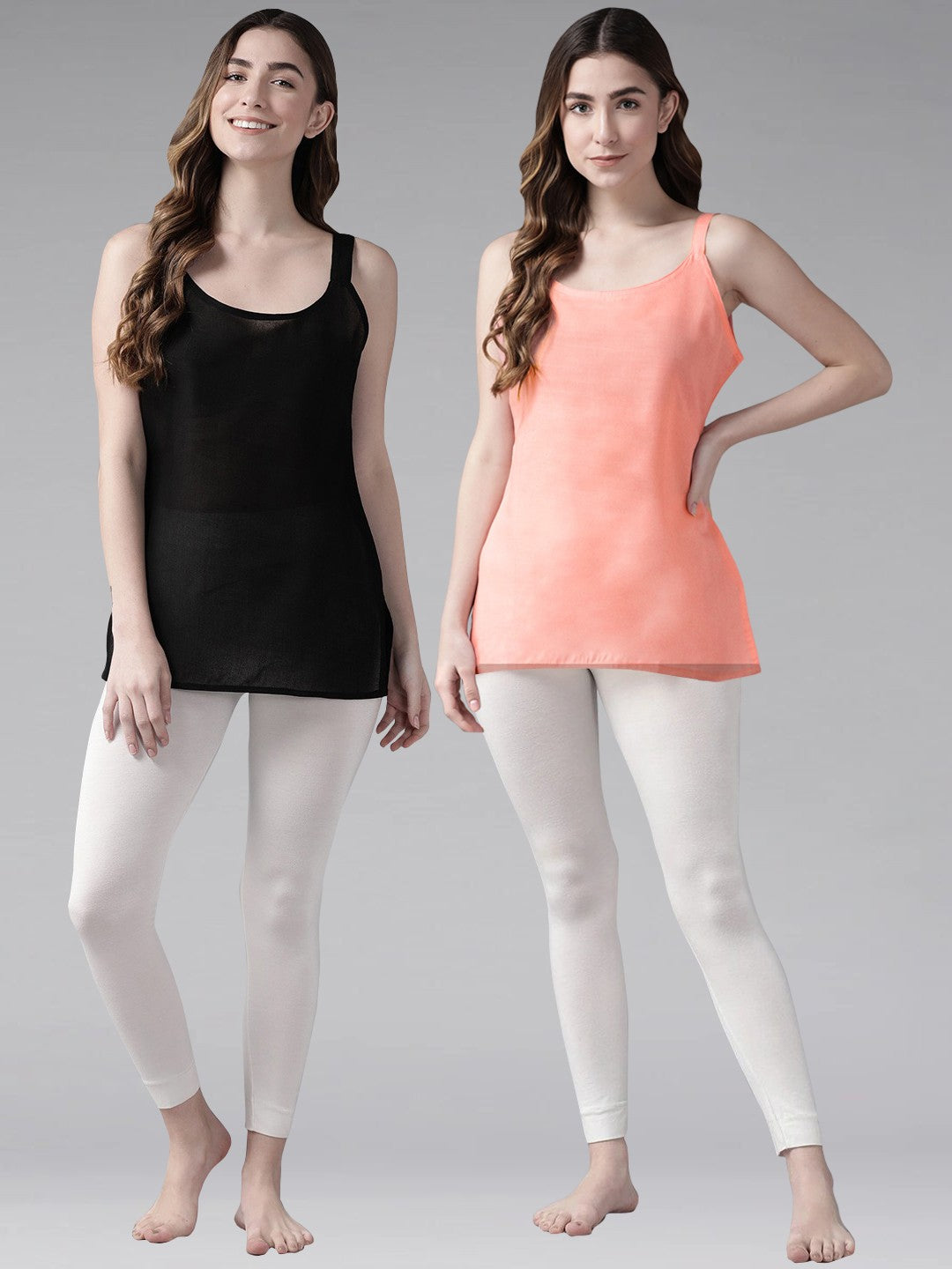 Ada Black and Peach Cotton Short Slips Combo of 2  A313123..