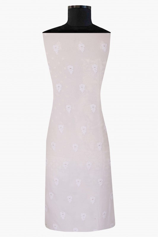 Ada Hand Embroidered White Pure Georgette Lucknowi Chikankari Unstitched Kurta Dupatta Set With Muqaish Work 01A124386