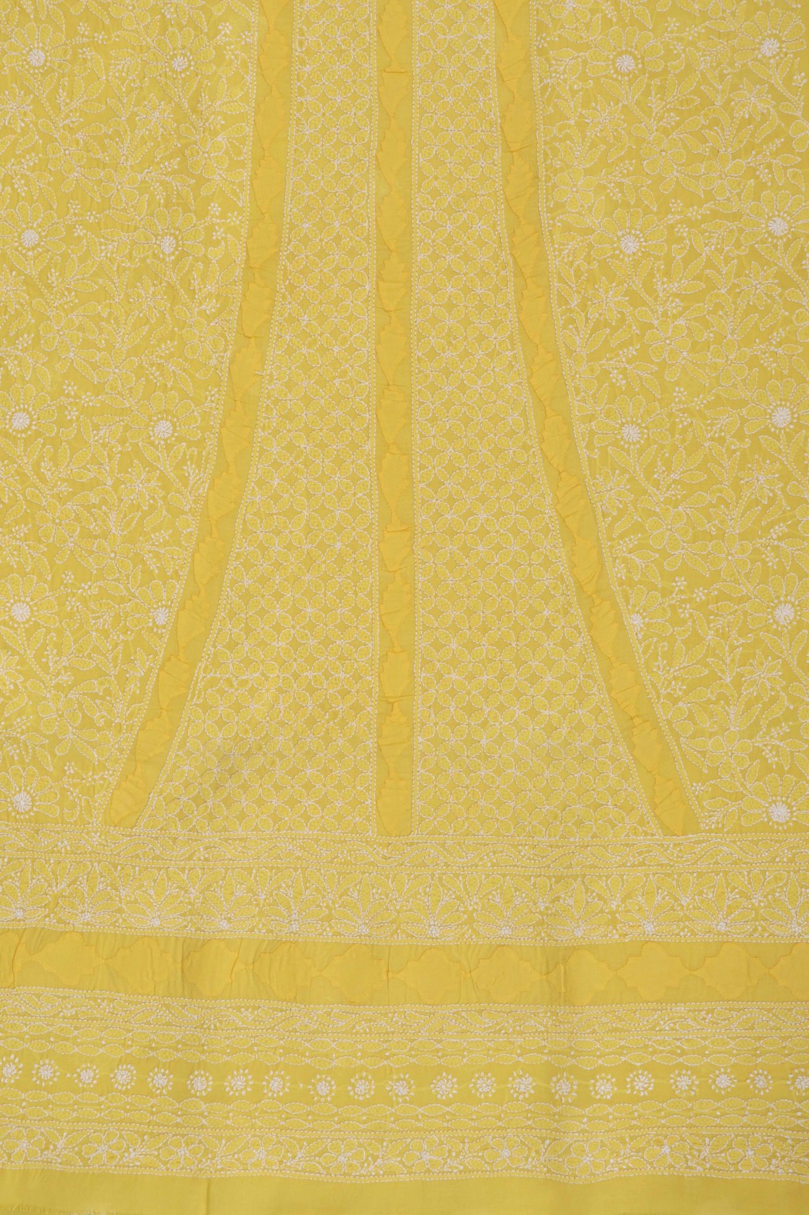 Ada Hand Embroidered Yellow Cotton Lucknowi Chikankari Unstitched Suit Piece 01A285115