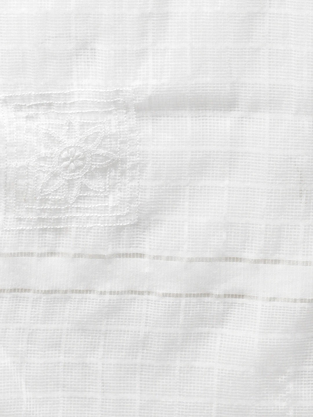 Ada Hand Embroidered White Kota Lucknowi Chikankari Dupatta-A511169
