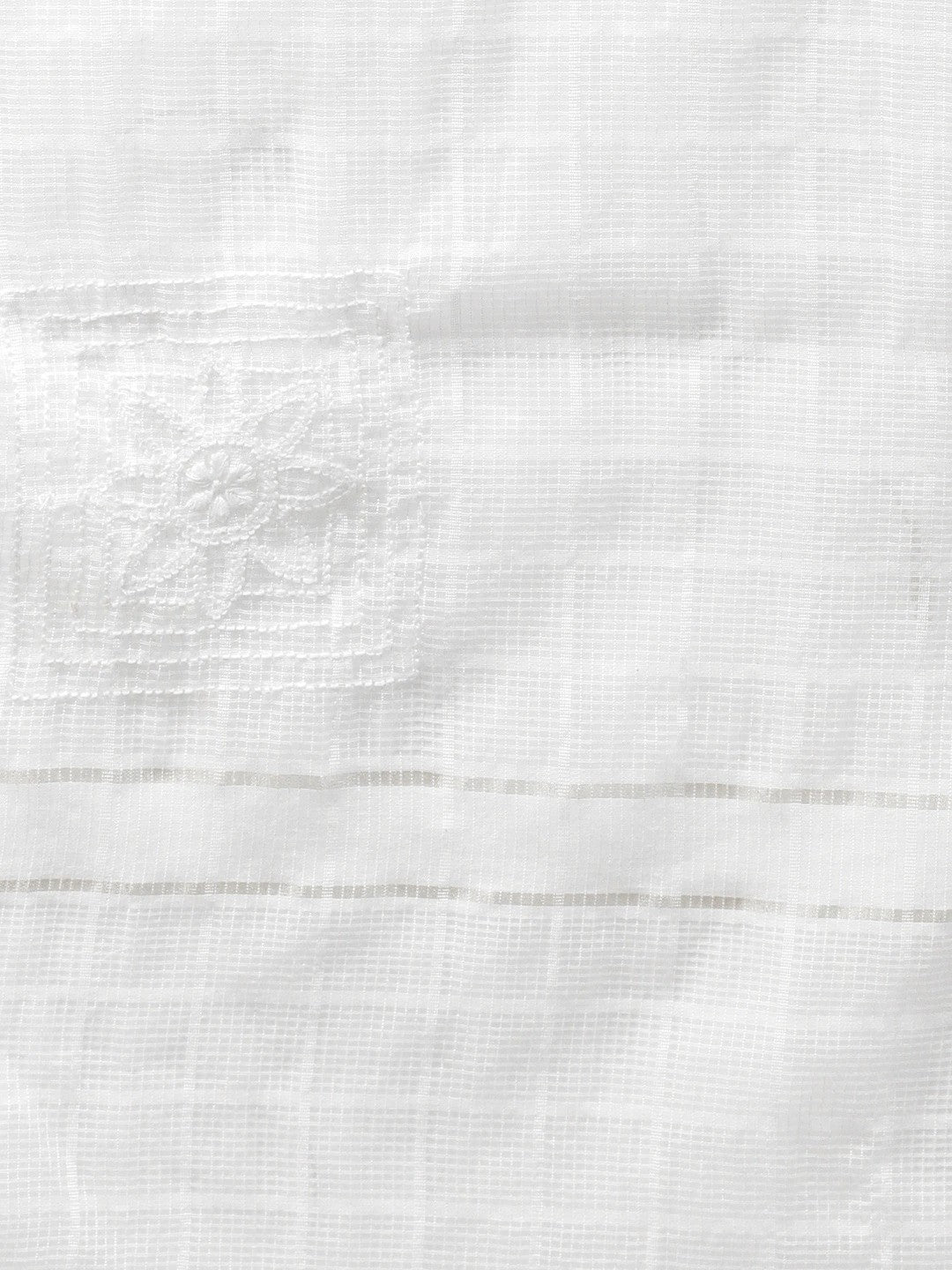 Ada Hand Embroidered White Kota Lucknowi Chikankari Dupatta-A511169