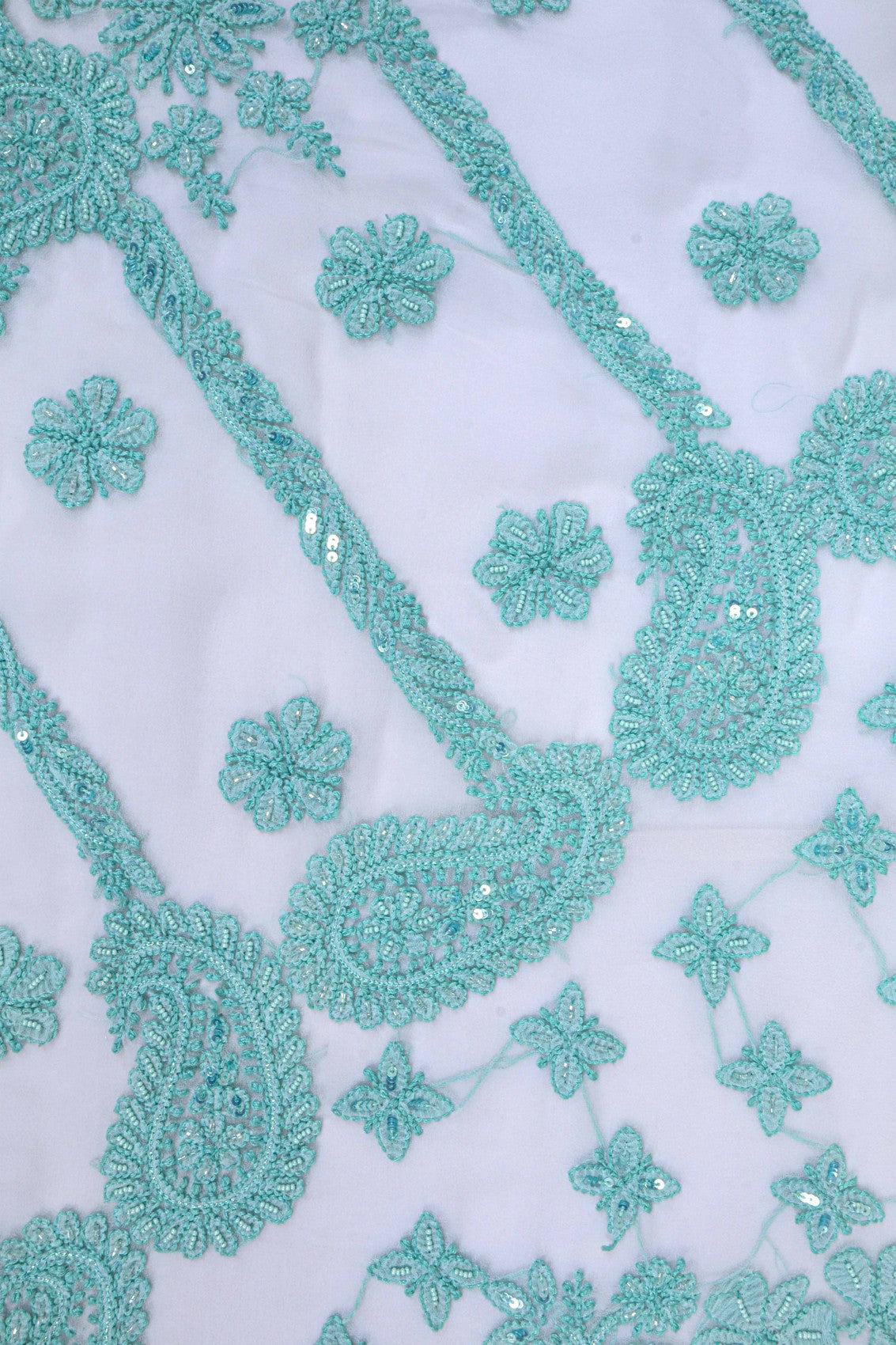 Ada Hand Embroidered White Georgette Lucknowi Chikankari Saree/Blouse With Pearl Work A354465