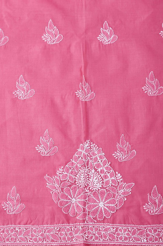 Ada Hand Embroidered Pink Cotton Lucknowi Chikan Unstitched Suit Piece A472826