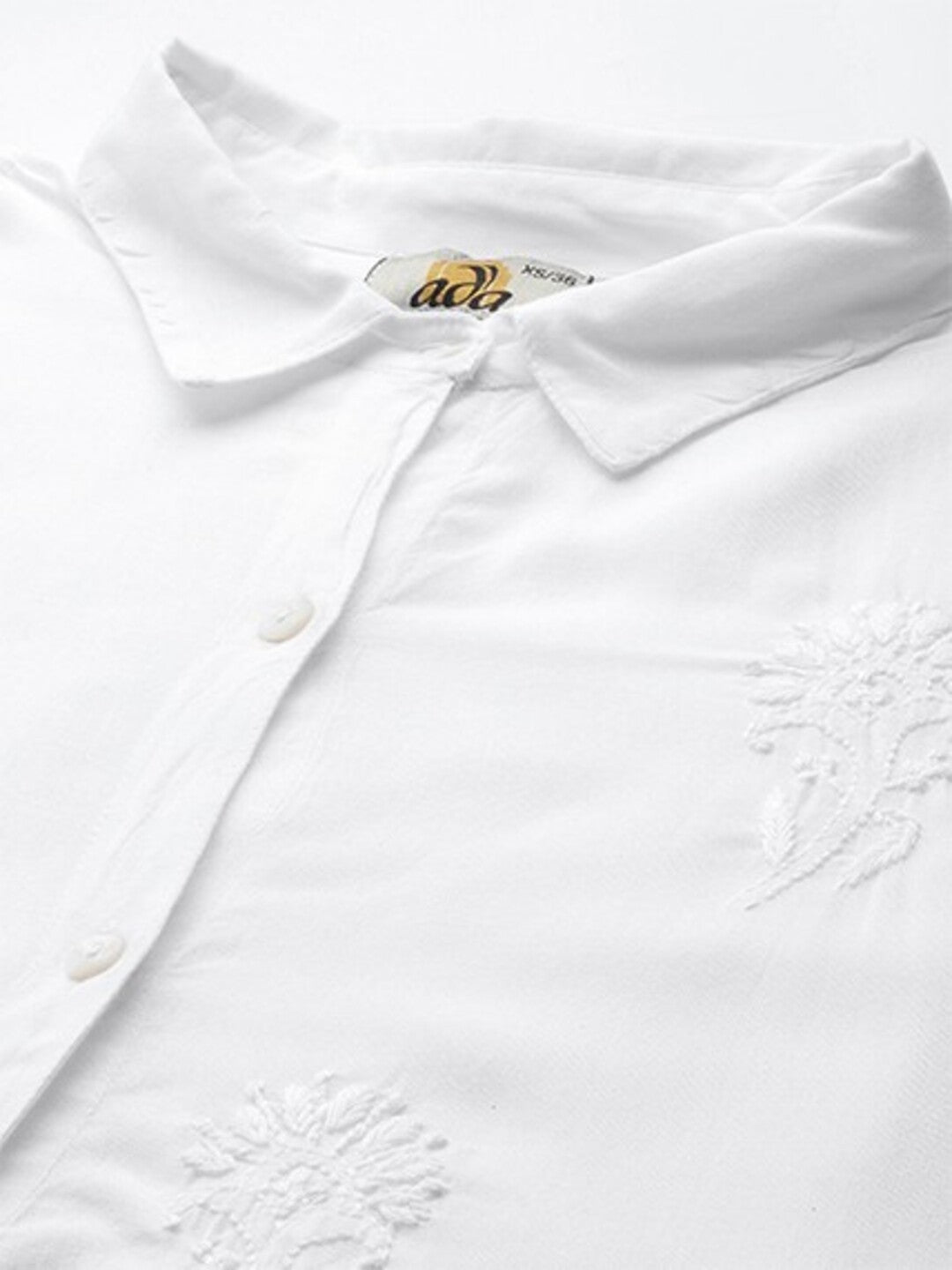 Ada Hand Embroidered White Cotton Lucknowi Chikankari Shirt A911119