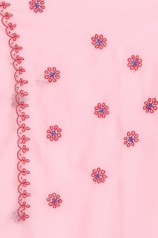 Ada Hand Embroidered Pink Georgette Lucknowi Chikankari Saree With Blouse A191575