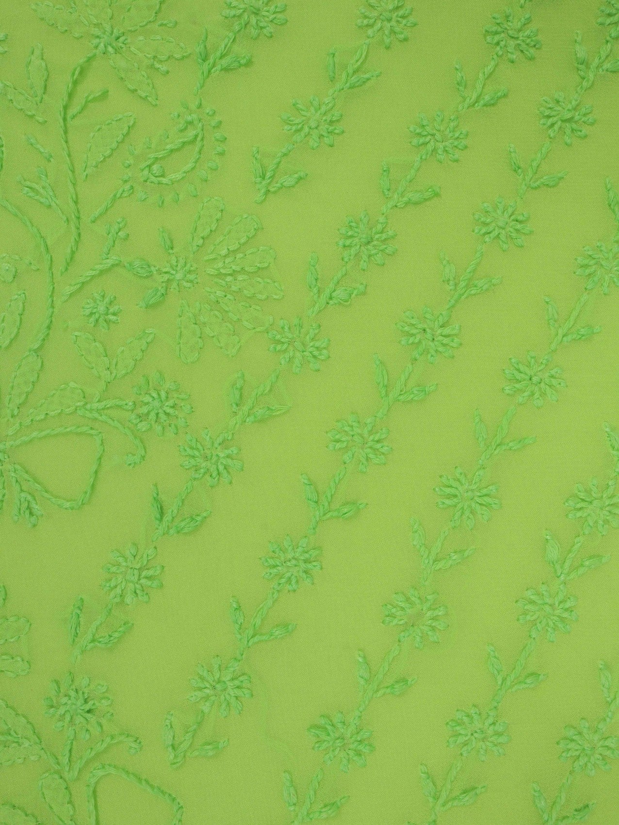 Ada Hand Embroidered Chartreuse Green Georgette Lucknowi Chikankari Saree with Blouse 01A131009