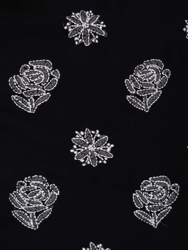 Ada Hand Embroidered Black Georgette Lucknowi Chikan Unstitched Suit Piece A211226