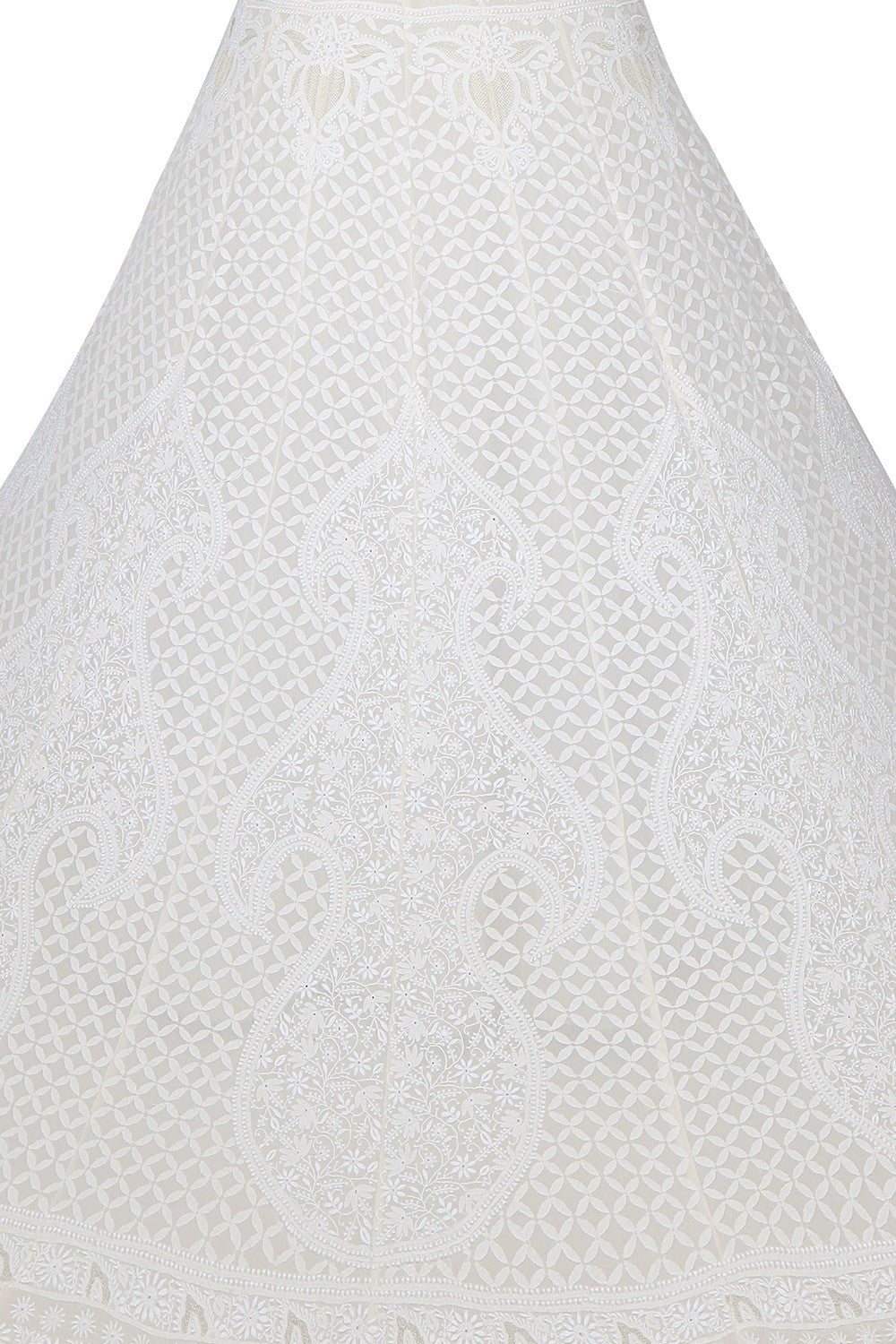Ada Hand Embroidered White Pure Georgette Lucknowi Chikankari Lehenga Set A594298