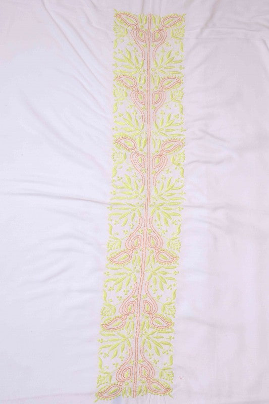 Ada Hand Embroidered White Cotton Lucknowi Chikankari Table Cover-A220549