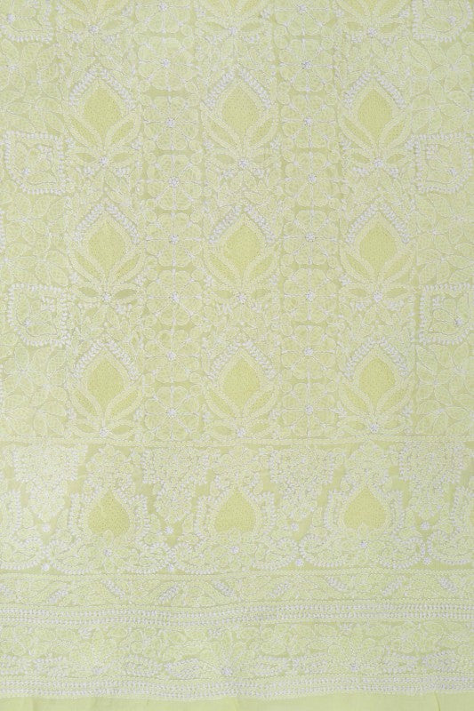 Ada Hand Embroidered Lemon Cotton Lucknowi Chikankari Unstitched Suit Piece 01A166714