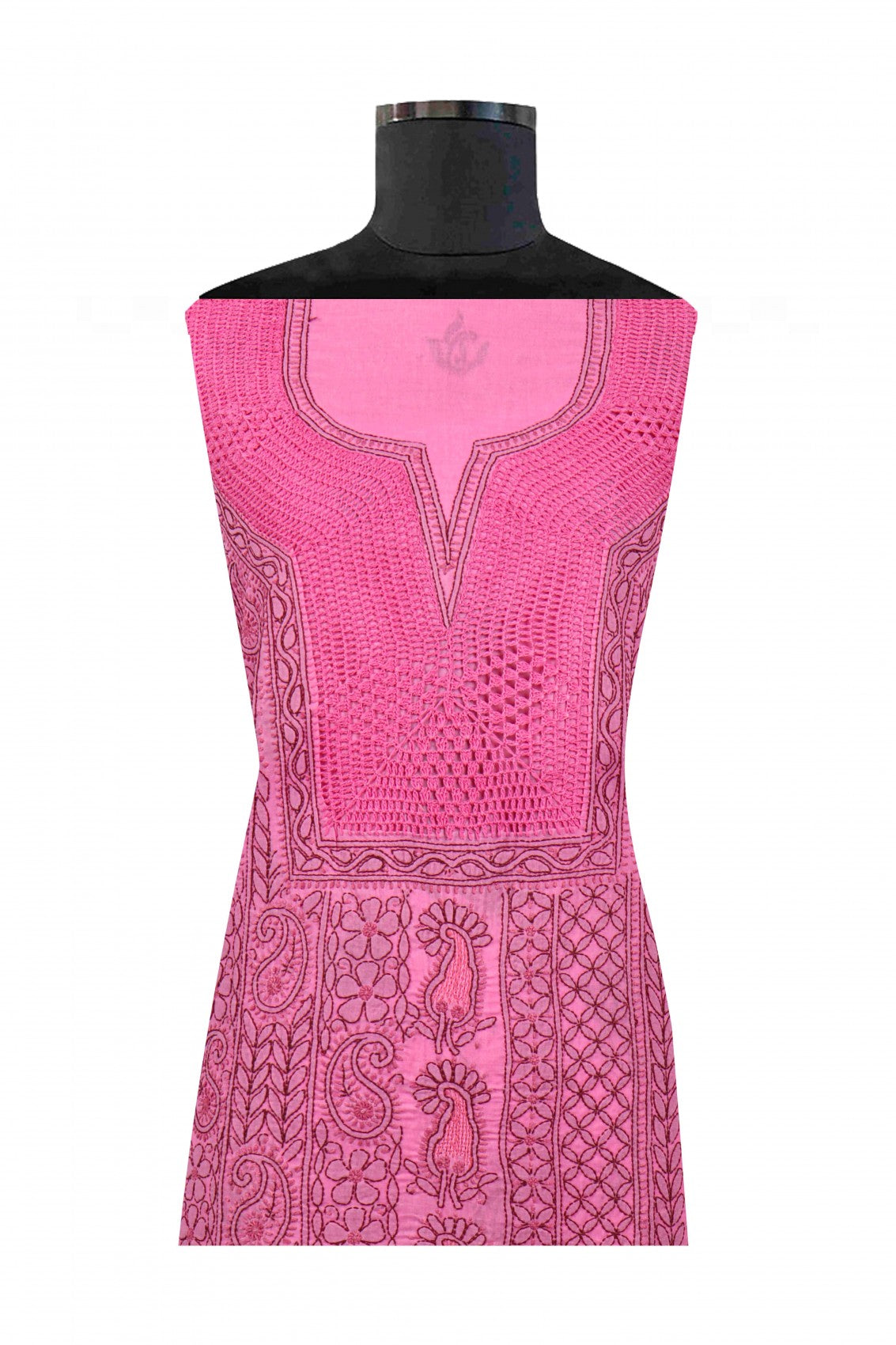 Ada Hand Embroidered Onion Pink Cotton Lucknowi Chikankari Unstitched Suit Piece A592018