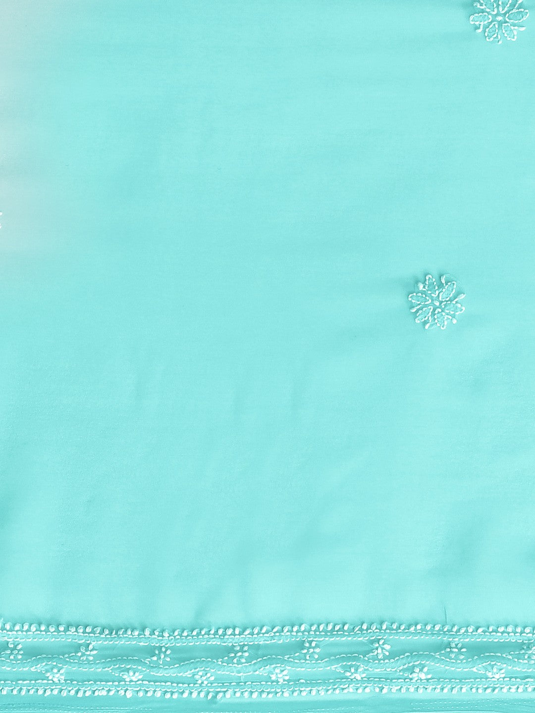 Ada Hand Embroidered Sea Green Georgette Lucknow Chikan Saree with Blouse A100574