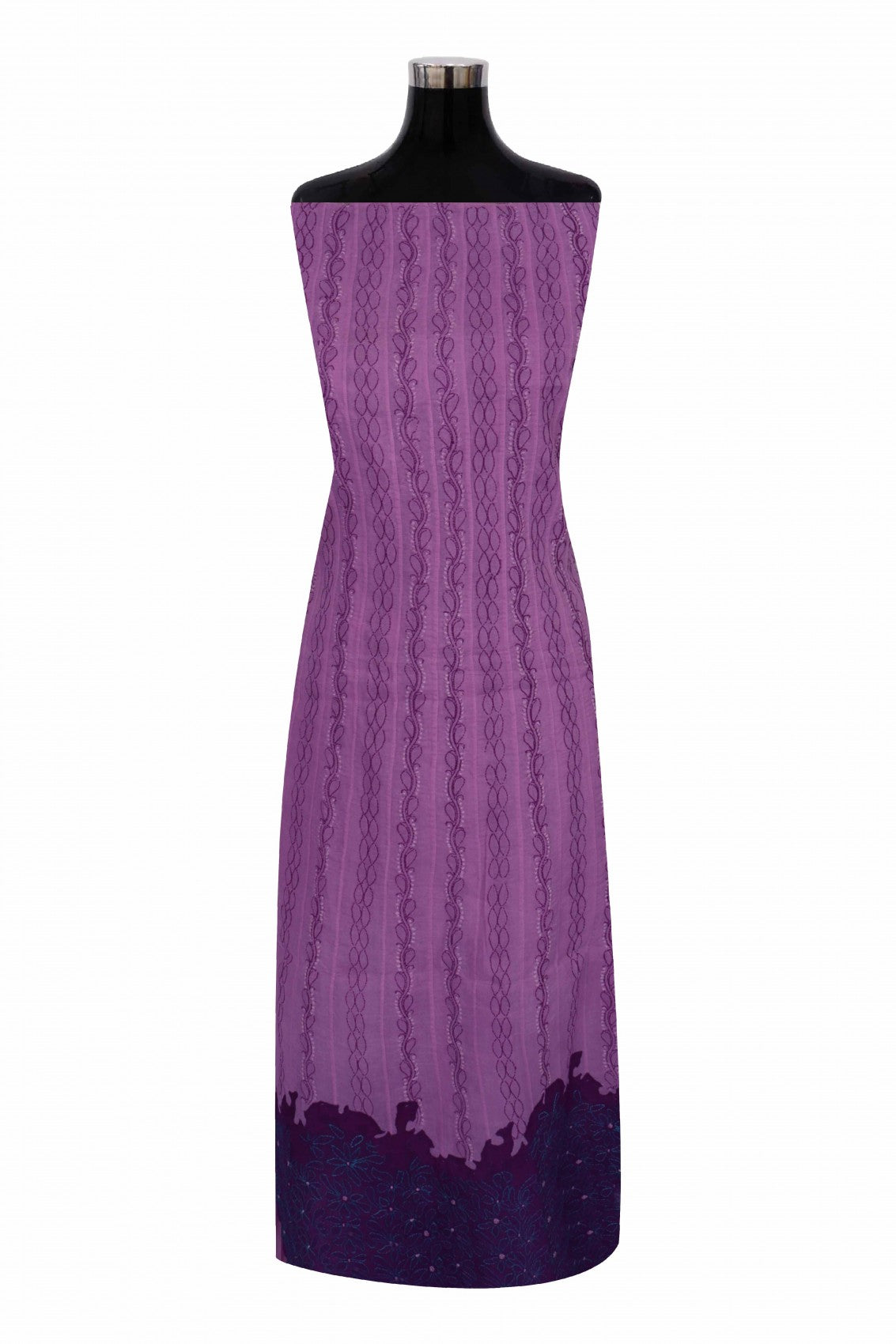 Ada Hand Embroidered Purple Cotton Lucknowi Chikankari Unstitched Anarkali Kurta Piece 01A123947