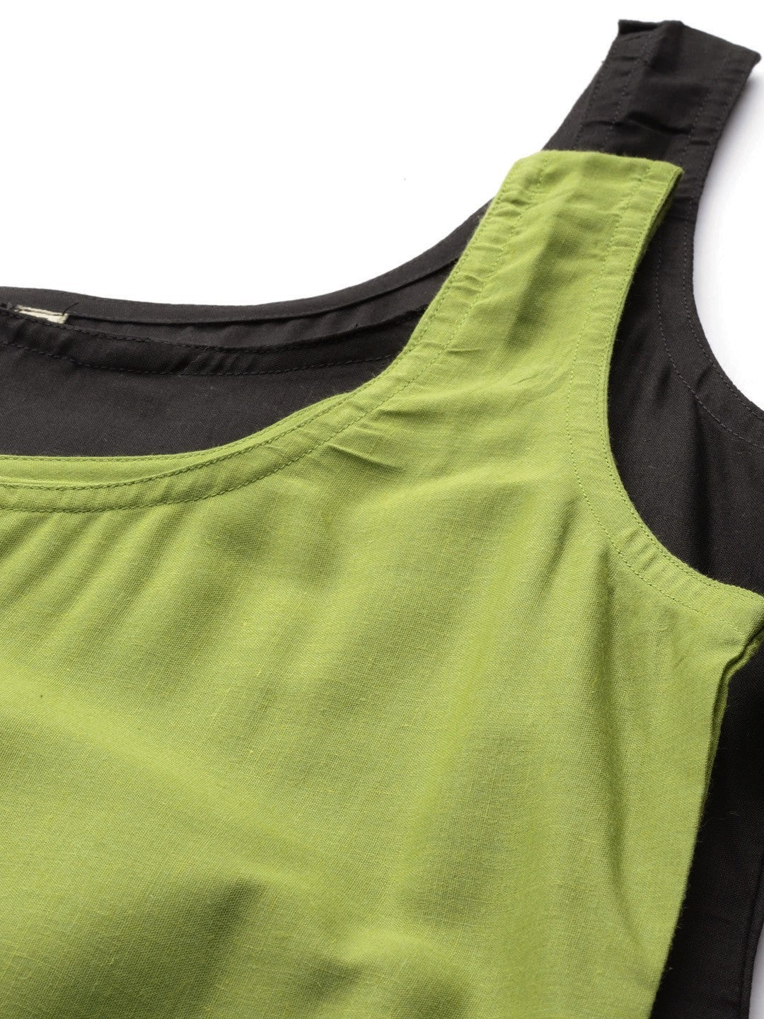 Ada Black And Mehendi Green Cotton Long Slips Combo of 2  A111131.