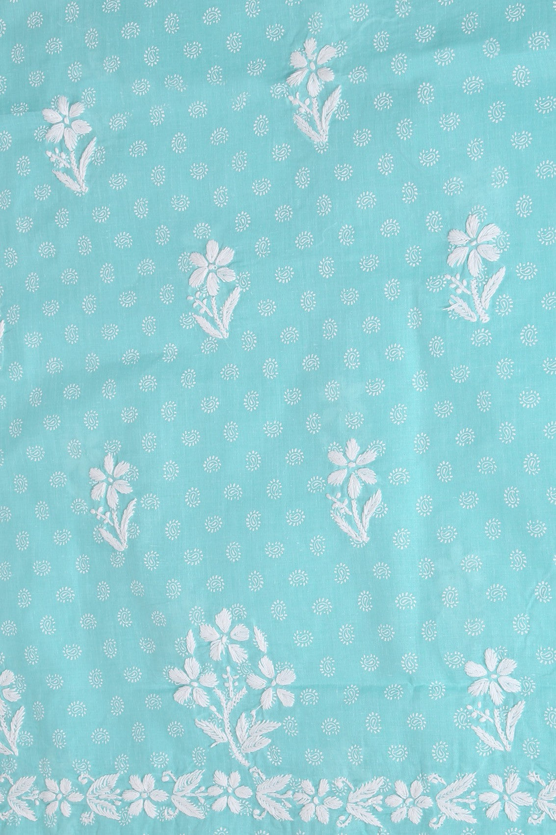 Ada Hand Embroidered Blue Cotton Lucknowi Chikankari Unstitched Suit Piece A211231