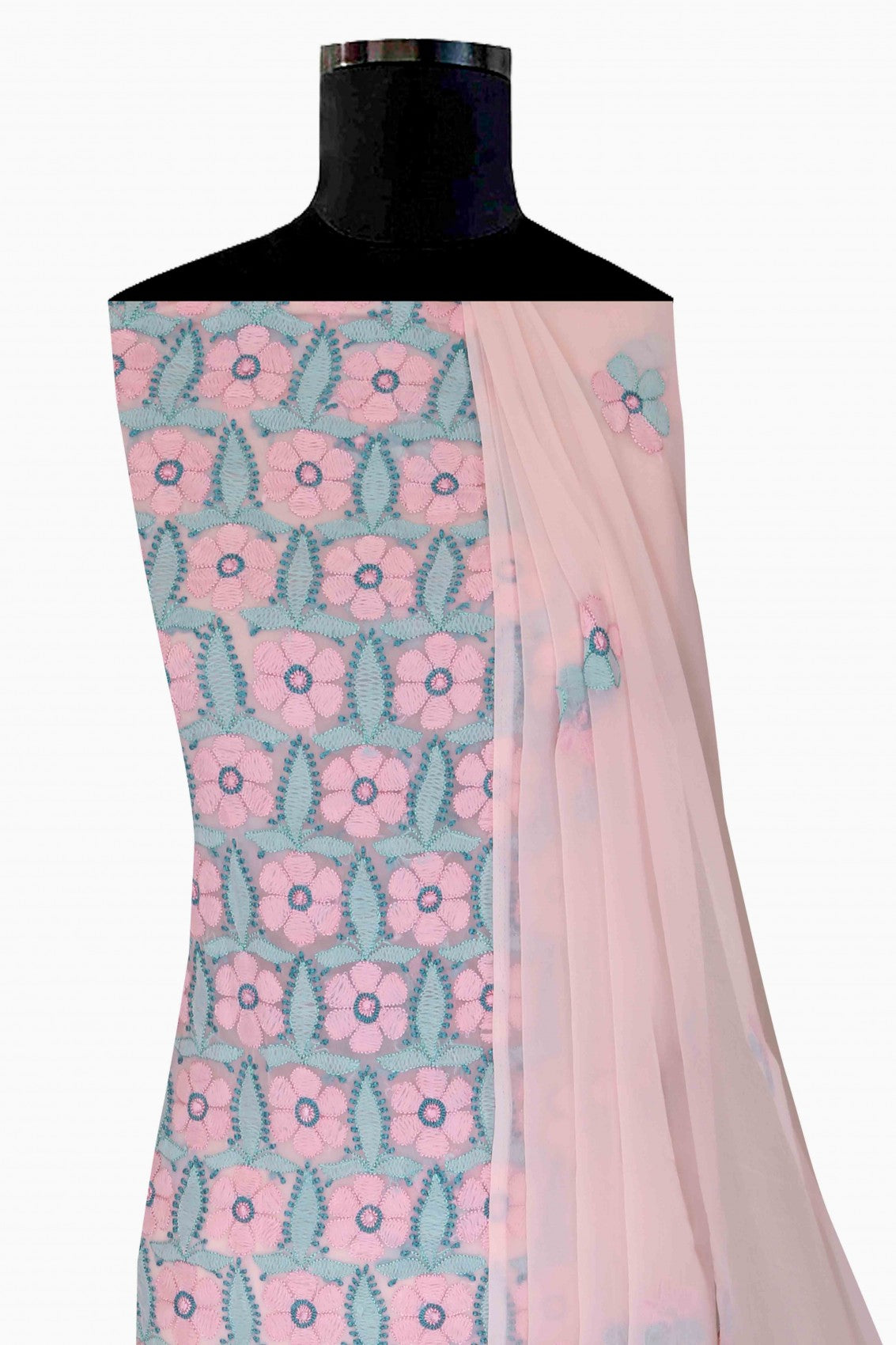 Ada Hand Embroidered Pink Georgette Lucknowi Chikankari Unstitched Suit Piece A611906