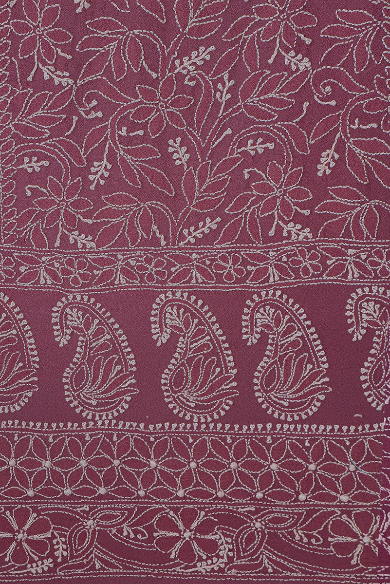 Ada Hand Embroidered Mulberry Purple Pure Georgette Lucknowi Chikankari Lehenga Skirt (only skirt) A484674