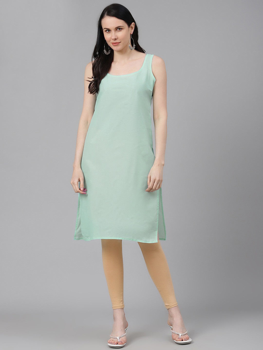 Ada Sea Green and Black Cotton Long Slips Combo of 2  A294995.