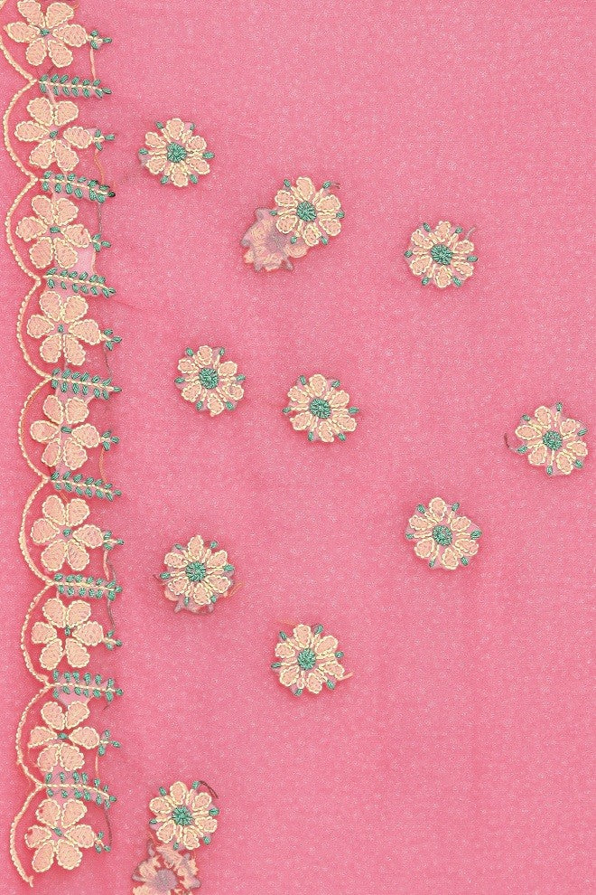 Ada Hand Embroidered Pink Georgette Lucknow Chikan Saree with Blouse A204981