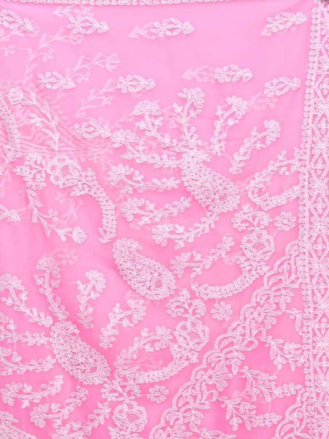 Ada Hand Embroidered Baby Pink Georgette Lucknowi Chikankari Saree with Blouse A204482